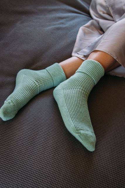 Cashmere Bed Socks, Matcha