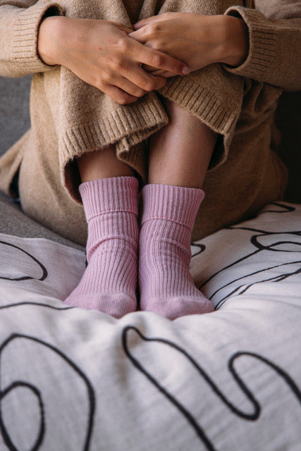 Cashmere Bed Socks, Rose Pink