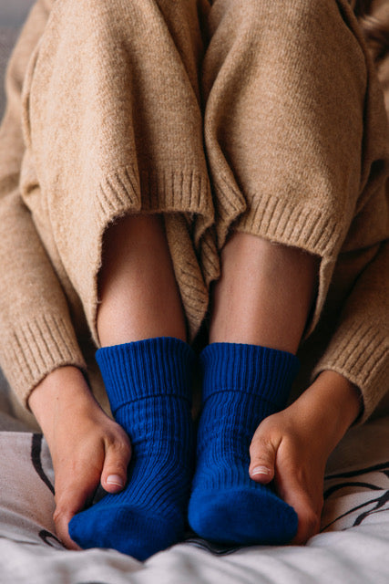 Cashmere Bed Socks, Electric Blue