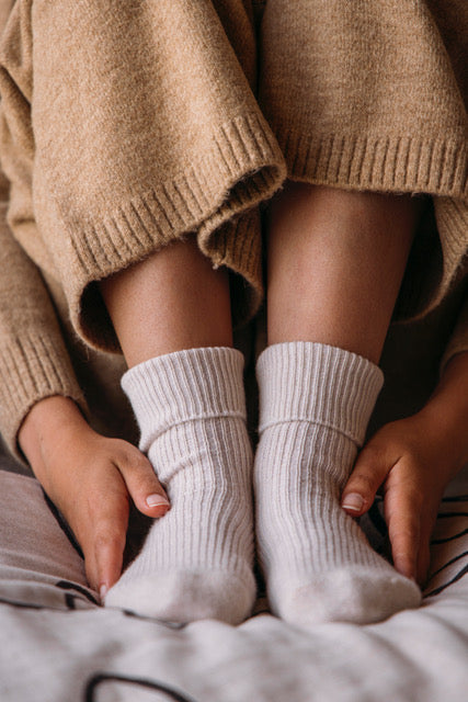 Cashmere Bed Socks, Antique White