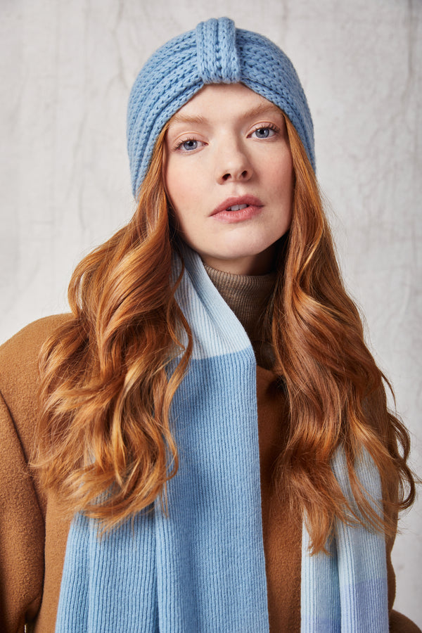 Ribbed Shawl Scarf, Spa Blue, Polar, & Blue Mist