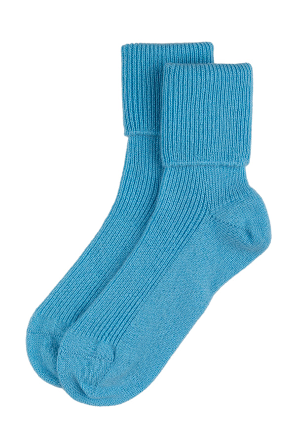 Cashmere Bed Socks, Aqua (Light Turquoise)