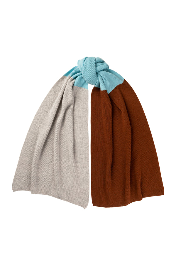 Ribbed Shawl Scarf, Earl Grey, Stag, & Riviera