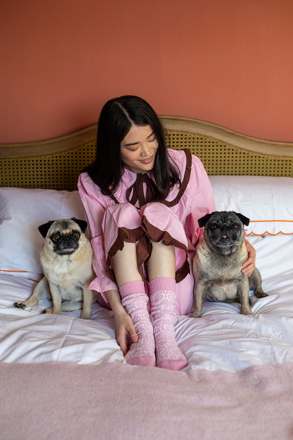 Cashmere Chunky Snowflake Bed Socks, Lily