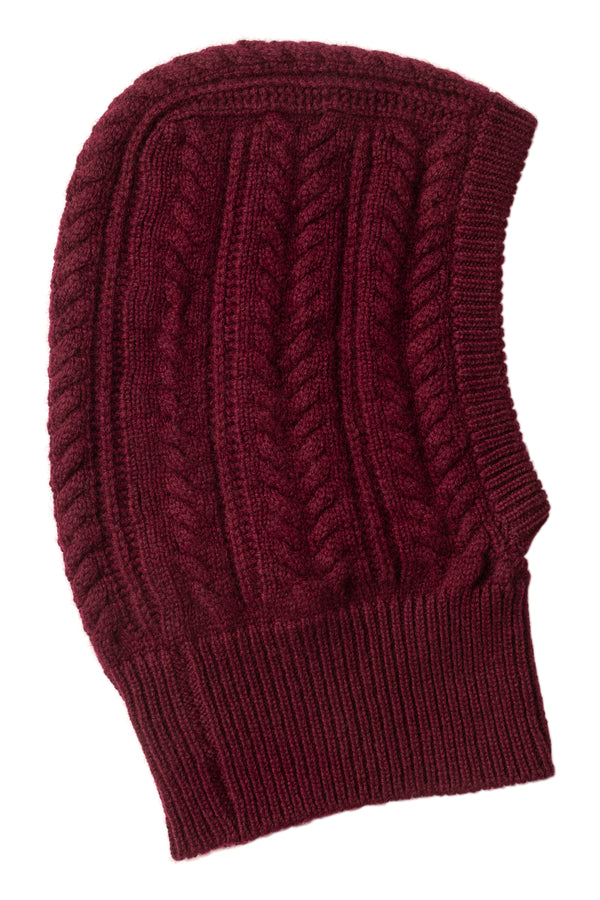 Cable Knit Balaclava, Damson