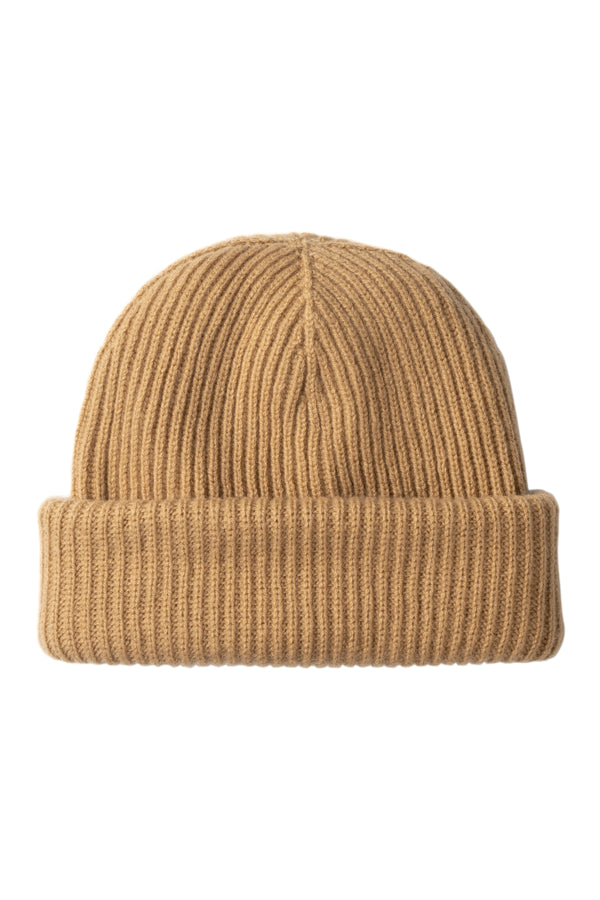 Ribbed Double Turn-Up Chunky Beanie, Pecan