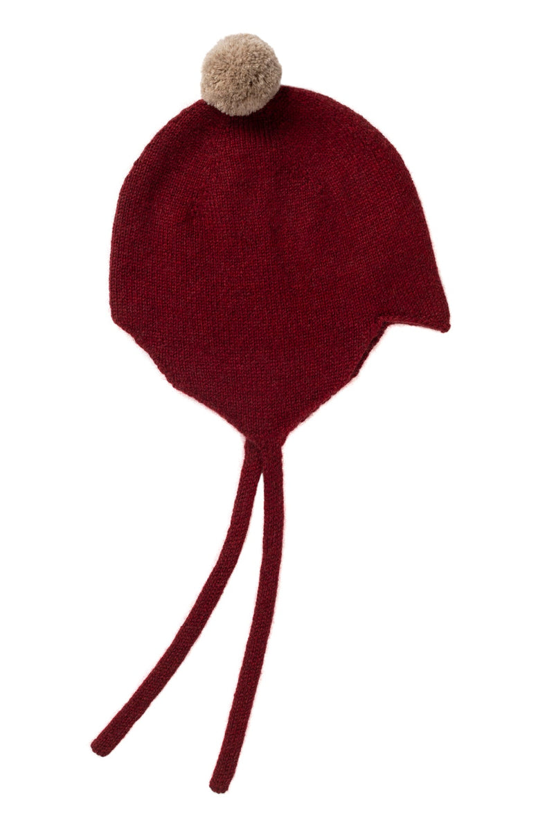 Cashmere Baby Bonnet, Jam with Stoneage Pom – Rosie Sugden