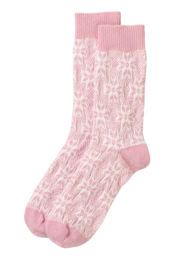 Cashmere Chunky Snowflake Bed Socks, Lily