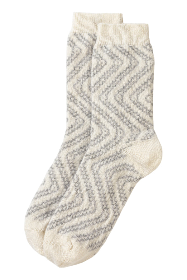 Swirly Cashmere Bed Socks, Antique White
