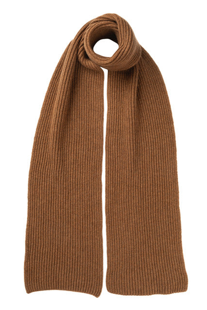 Classic Ribbed Scarf, Caramel