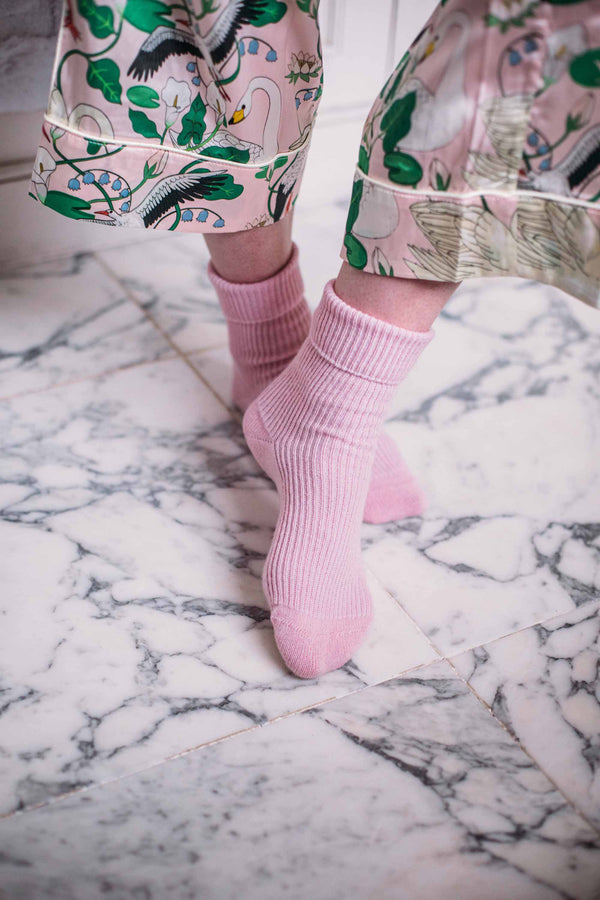 Cashmere Bed Socks, Rose Pink