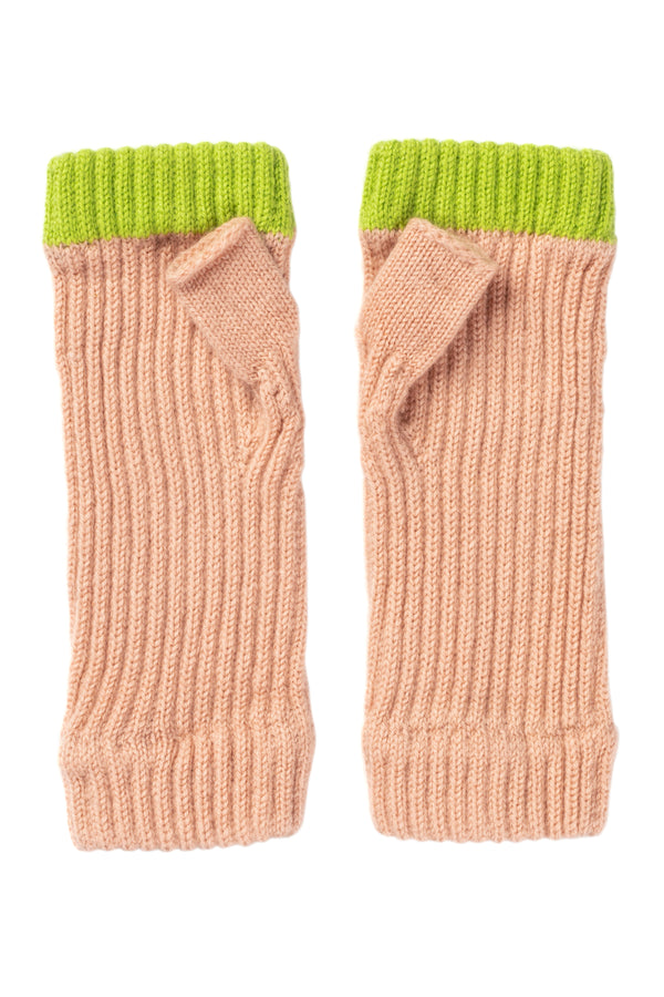 Ribbed contrast trim Wrist Warmers, Coral