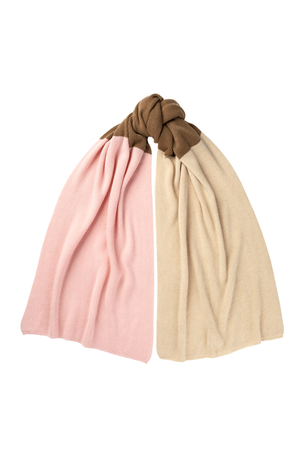 Ribbed Shawl Scarf, Ivory, Doe-Skin & Marshmallow