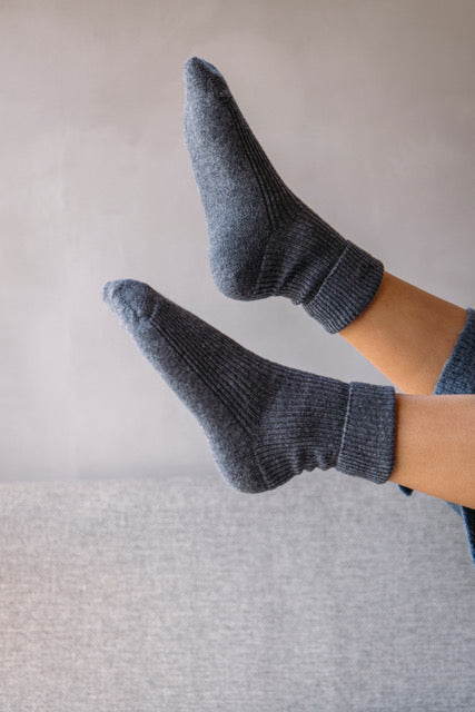 Cashmere Bed Socks, Charcoal