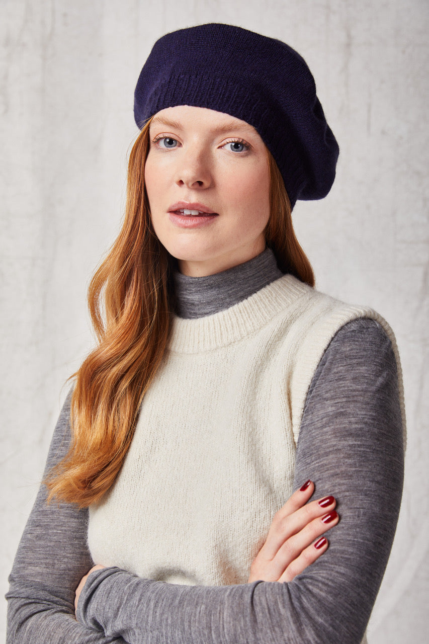 Cashmere Beret, Navy