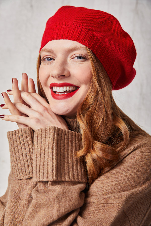 Cashmere Beret, Red