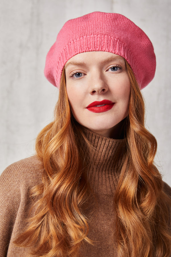 Cashmere Beret, Bright Pink