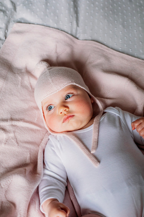 Cashmere Baby Bonnet, Icing Pink