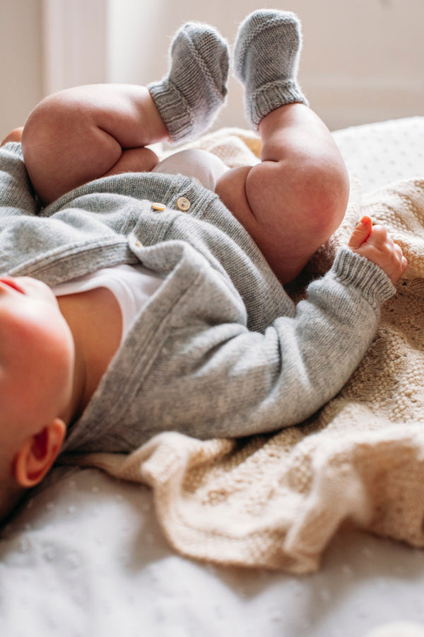 Cashmere Baby Cardigan, Earl Grey