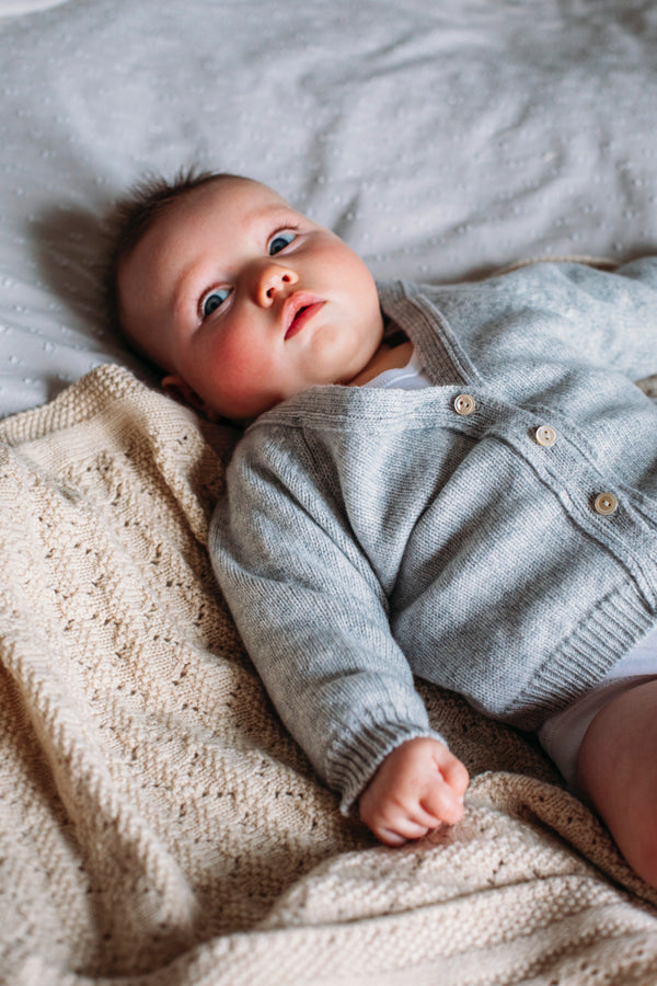 Cashmere Baby Cardigan, Earl Grey