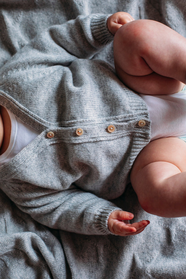 Cashmere Baby Cardigan, Earl Grey