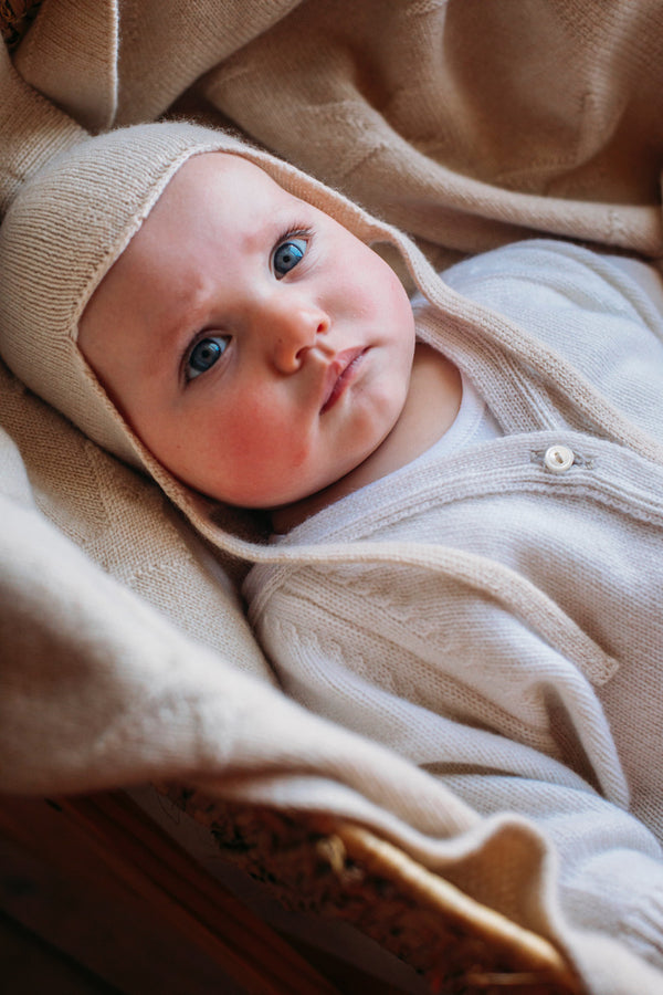 Cashmere Baby Bonnet, Ivory