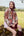 Cashmere Triangle Scarf, Damson with Lily Stripe