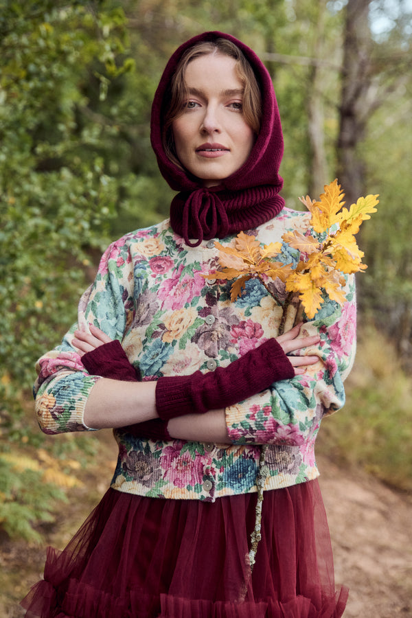 Cable Knit Wrist-Warmers, Damson