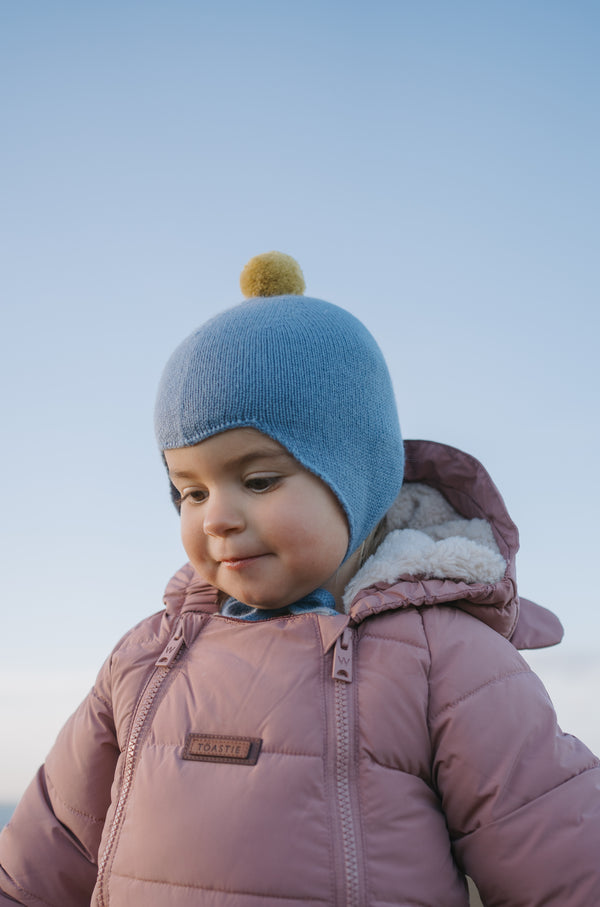 Cashmere Baby Bonnet, Mermaid with Gold Dust Pom-Pom
