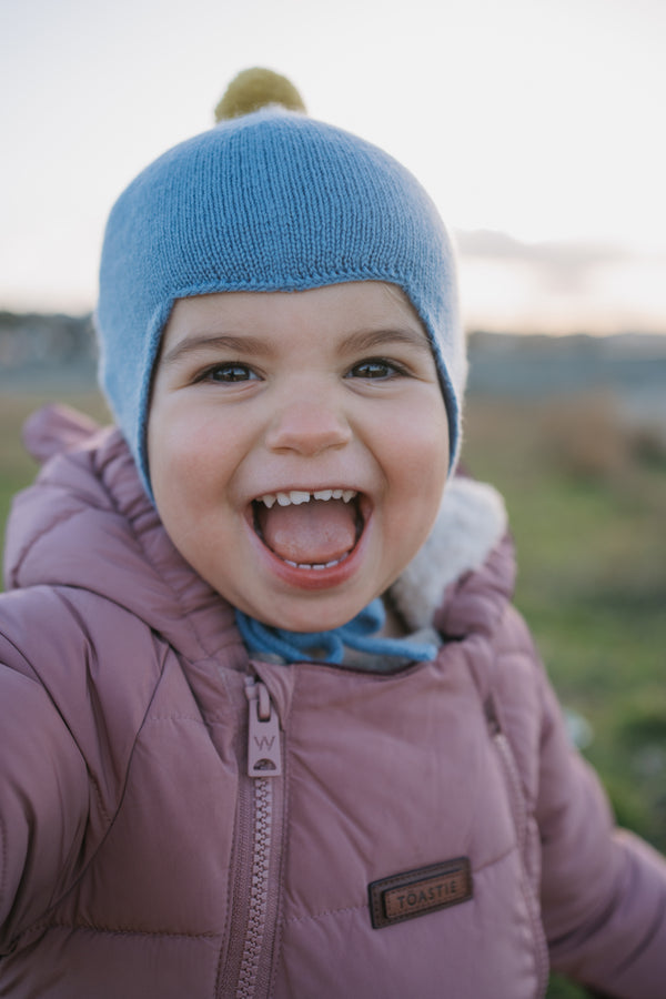 Cashmere Baby Bonnet, Mermaid with Gold Dust Pom-Pom