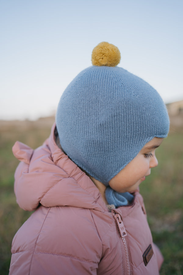 Cashmere Baby Bonnet, Mermaid with Gold Dust Pom-Pom