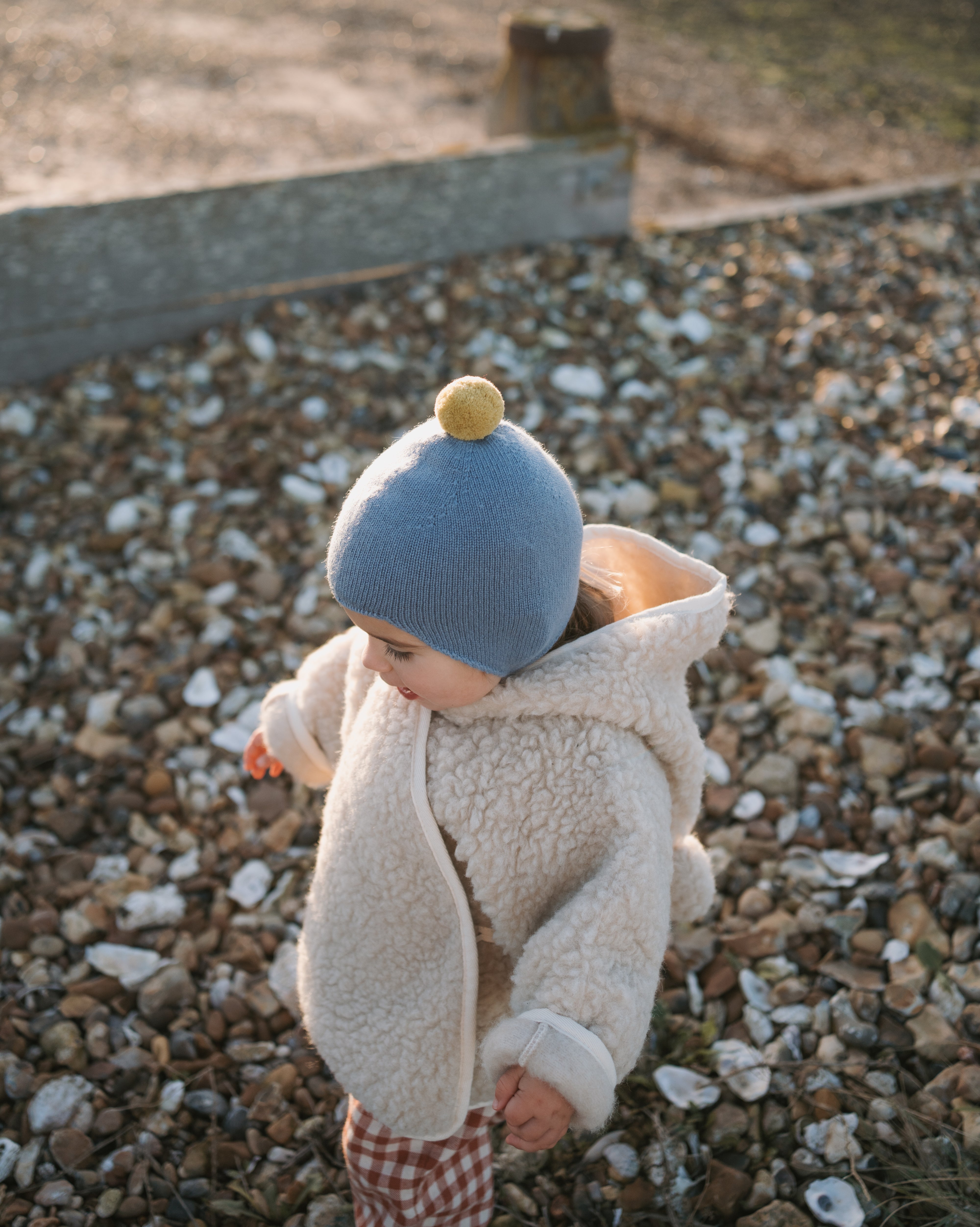 Cashmere Baby Bonnet, Mermaid with Gold Dust Pom – Rosie Sugden