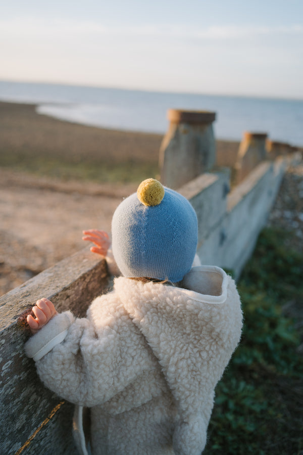 Cashmere Baby Bonnet, Mermaid with Gold Dust Pom-Pom