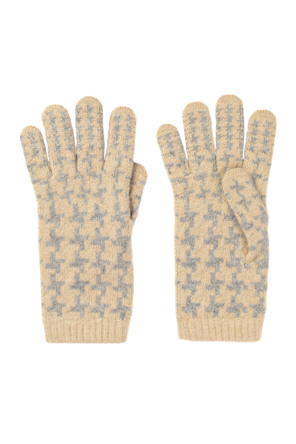 Houndstooth Gloves, Linen