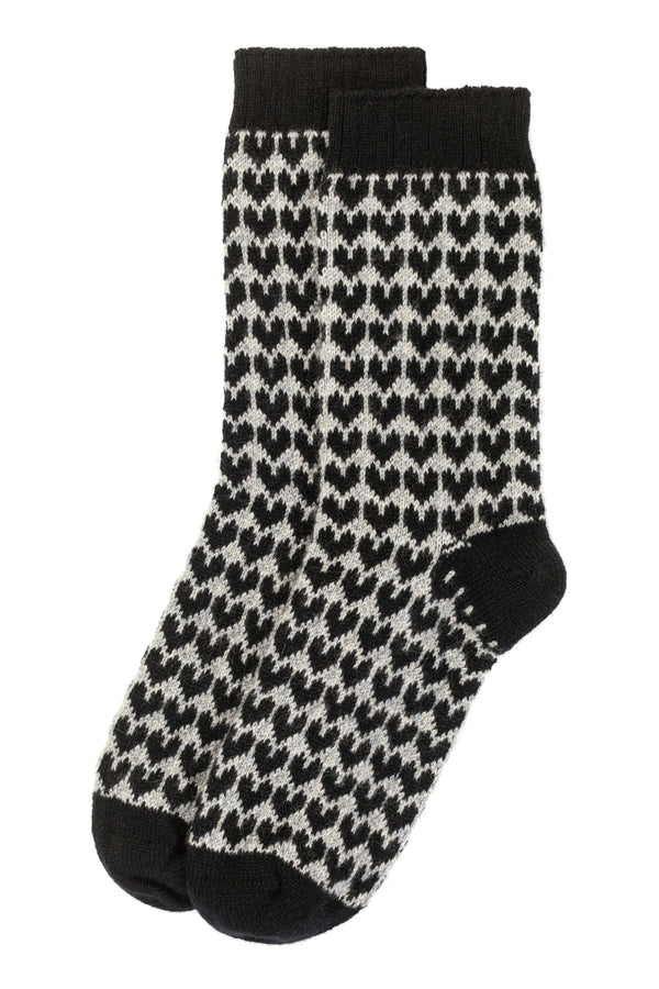 Cashmere solid Heart Bed Socks, Black