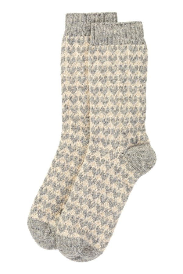 Cashmere Solid Heart Bed Socks, Nickel