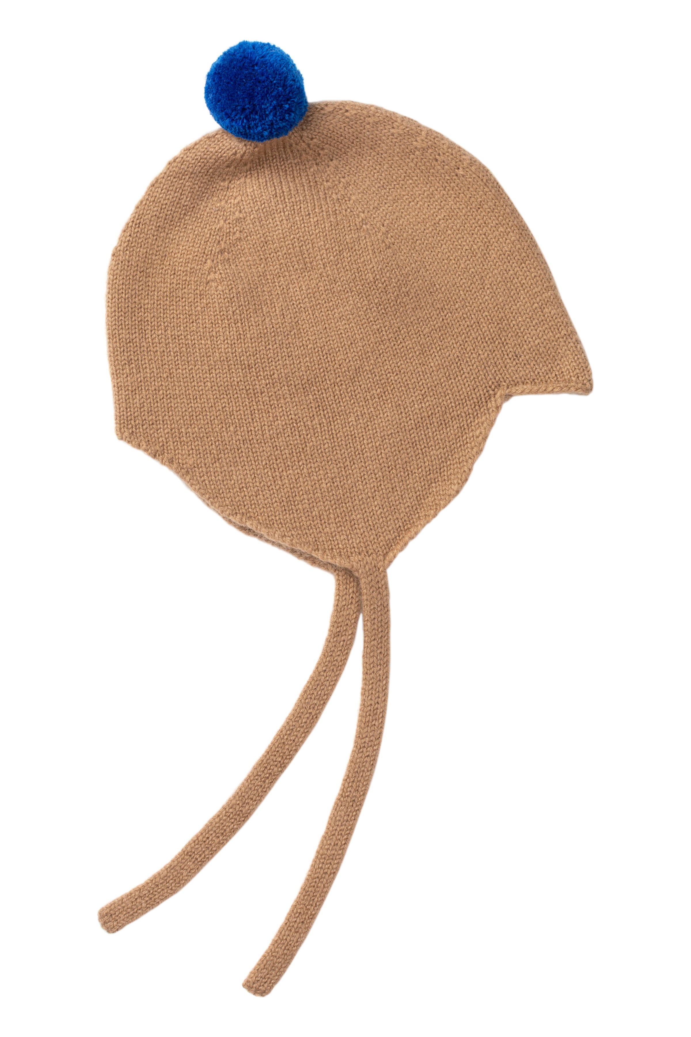 Rosie Sugden Cashmere's Baby Bonnet in Lupin with Chianti Pom-Pom