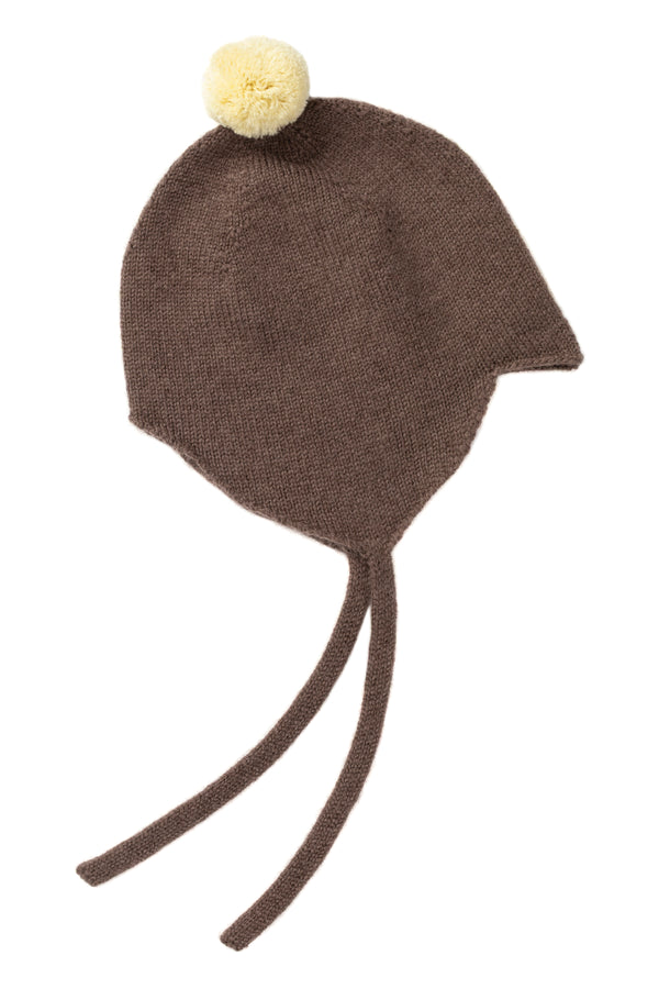 Cashmere Baby Bonnet, Koala with Lemon Pom