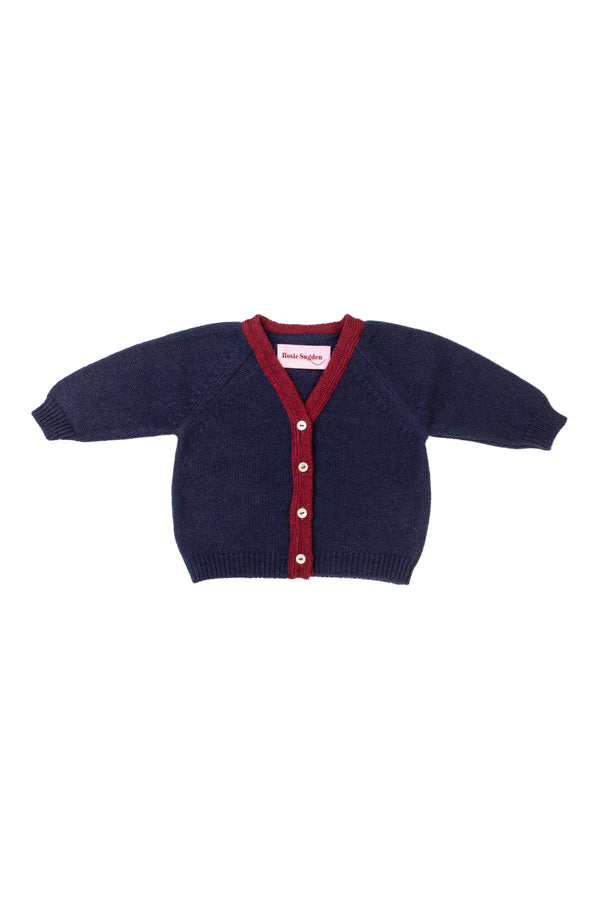 Baby + Children's Contrast-Trim Cashmere Cardigan, Blackberry + Jam