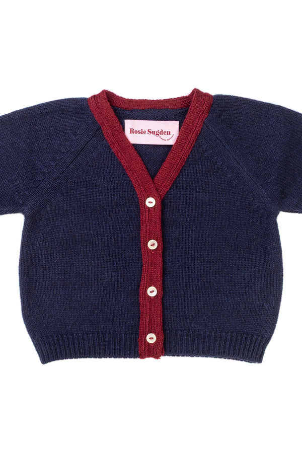 Baby + Children's Contrast-Trim Cashmere Cardigan, Blackberry + Jam