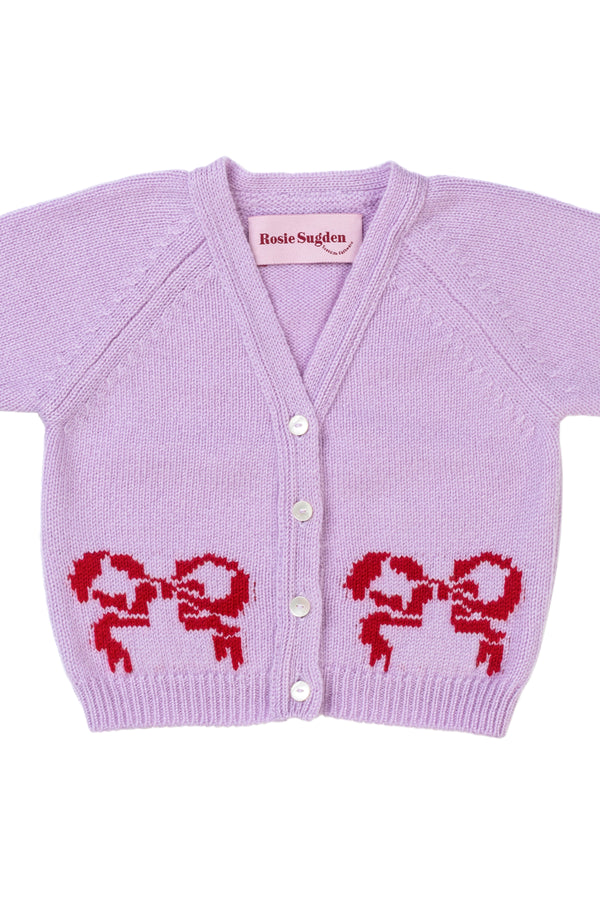 Baby + Children's Bow Motif Cashmere Cardigan, Lupin + Chianti