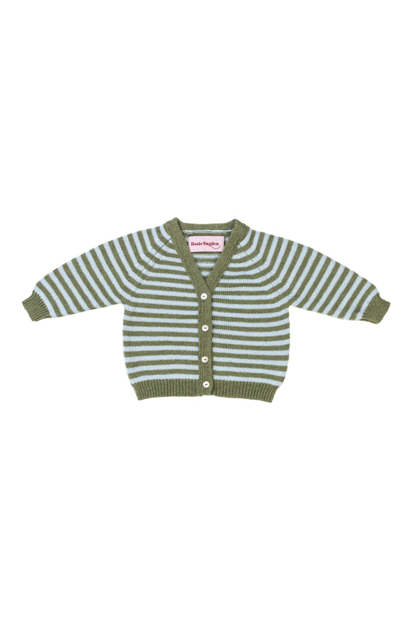 Baby + Children's Stripy Cashmere Cardigan, Ivy + Spa Blue