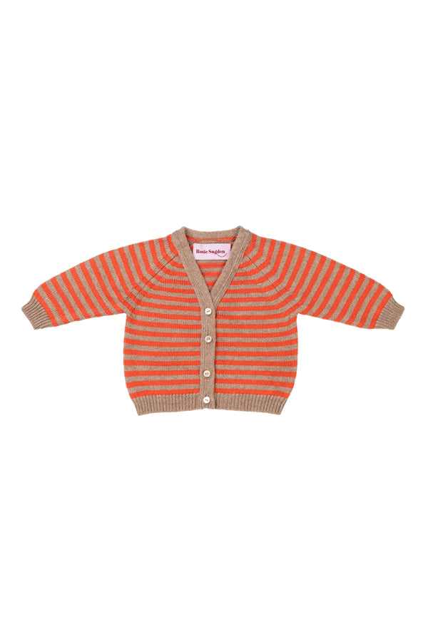 Baby + Children's Stripy Cashmere Cardigan, Mushroom + Flare
