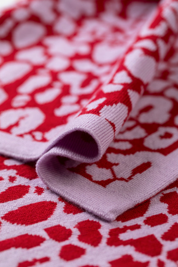 Cashmere Leopard Baby Blanket, Lupin + Chianti