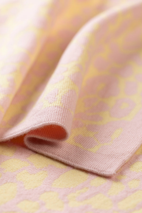 Cashmere Leopard Baby Blanket, Marshmallow + Lemon
