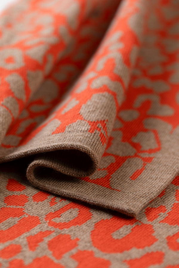 Cashmere Leopard Baby Blanket, Mushroom + Flare