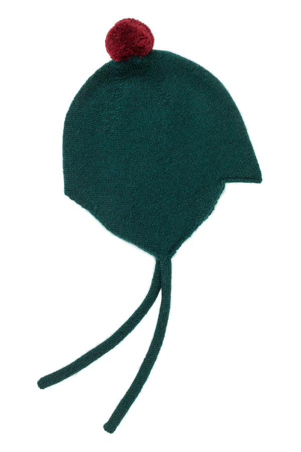 Cashmere Christmas Baby Bonnet, Bottle with Jam Pom