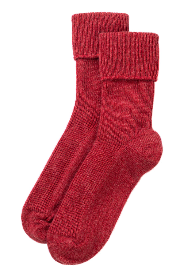 Cashmere Bed Socks, Poppy Red