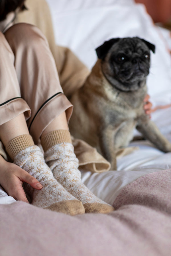 Small star cashmere socks, Linen