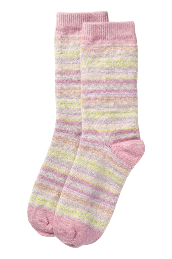 Fairisle Cashmere Bed Socks, Lily